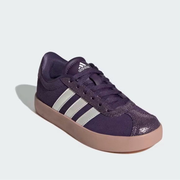 Adidas VL COURT 3.0 SHOES KIDS in Aurora Plum / Zero Metalic / Pink Gum NIB - Picture 3 of 10